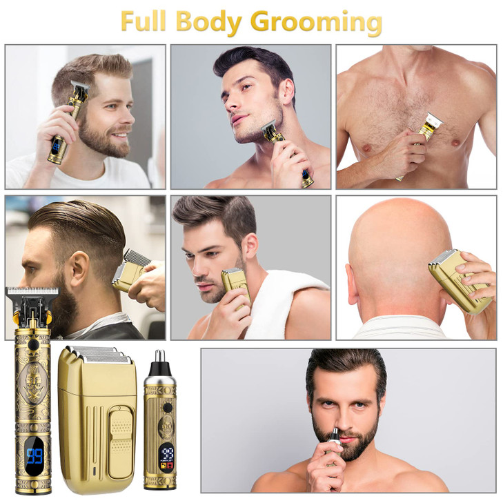 Saoilli Professional Hair Trimmer for MenHair Clippers Nose Hair Trimmer Shaver SetCordless Barber ClippersTBlade Beard