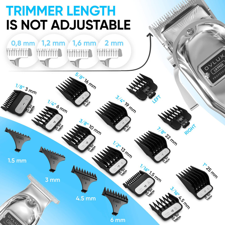Full Metal Cordless Hair Clippers and Trimmer Professional Set for Men Rechargeable Clippers for Hair Cutting Beard TBla