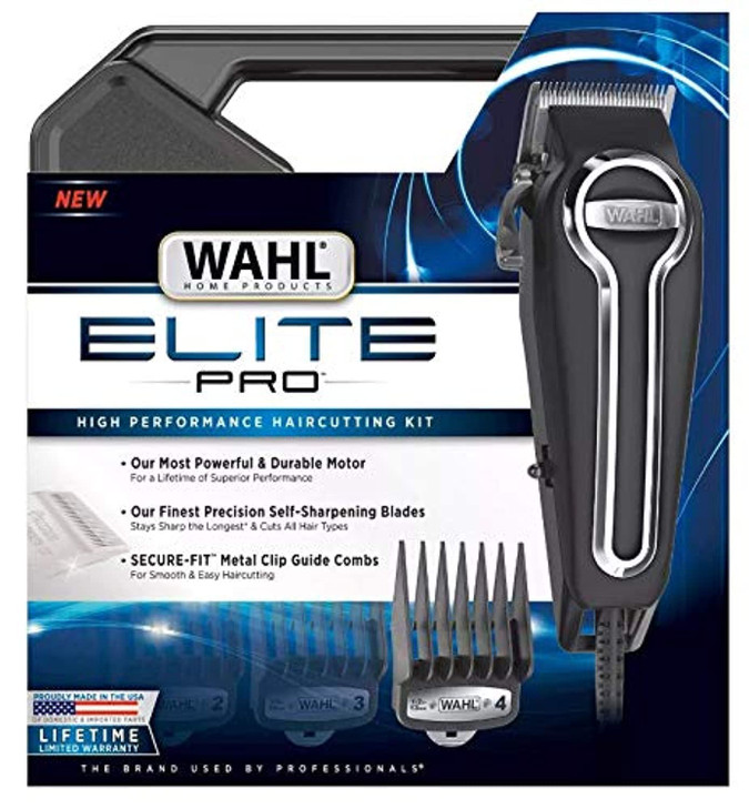 WAHL Clipper Elite Pro High Performance Haircut Kit for Men with Hair Clippers Secure fit Guide Combs with Stainless Ste