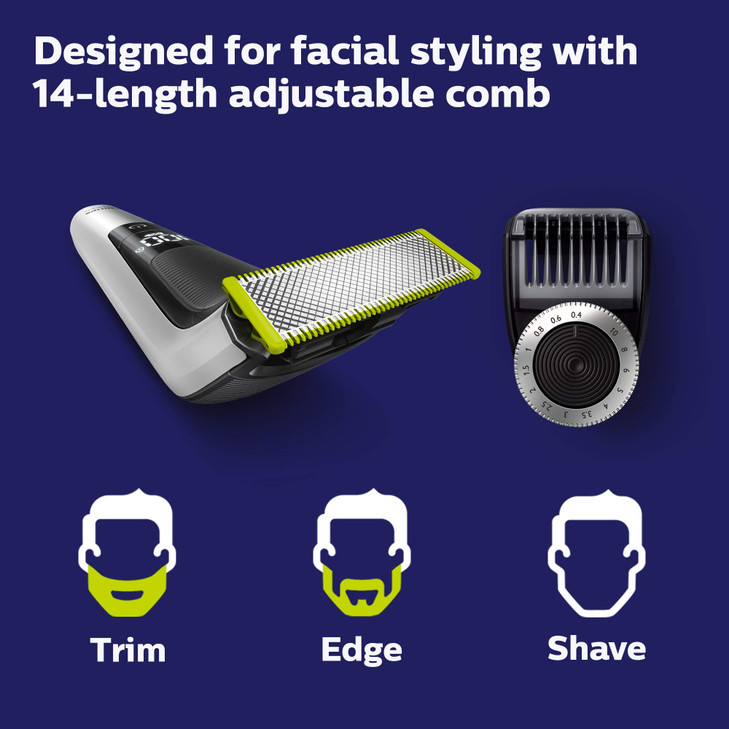 Philips Norelco Oneblade QP652070 Pro Hybrid Electric Trimmer and Shaver BlackSilver