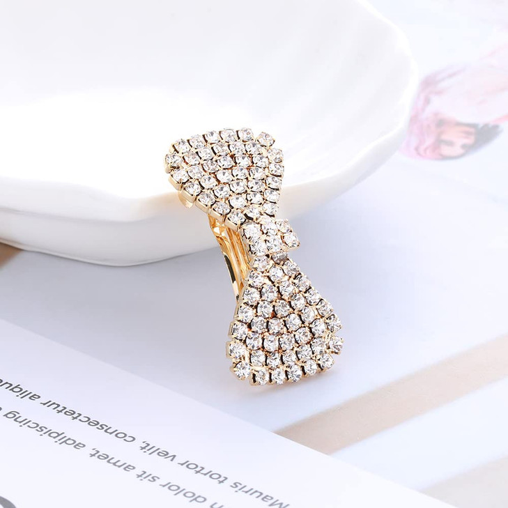 HomeSoGood 6 Pcs Bow Rhinestone Crystal Hair Clips Hair Bow Barrettes Accessories for Women Girls