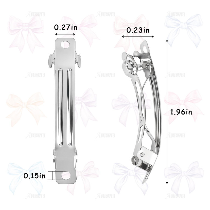 AUEAR 100 Pack French Barrette Iron Rectangle Hair Clips for DIY Clip Craft Bows 2 Inch 50mm