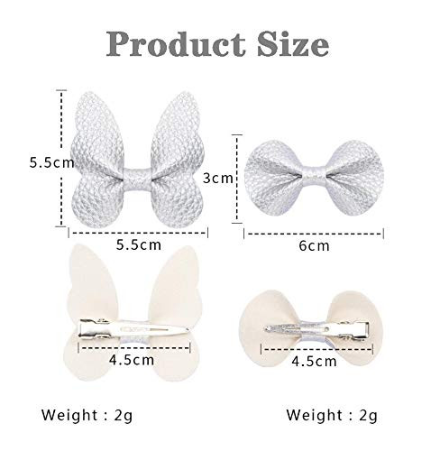 Liasun 12Pcsset Butterfly Bowknot Hair Clips Soft Wave Grain PU Hair Bows Clips with Alligator Clips Barrettes Hair Acce