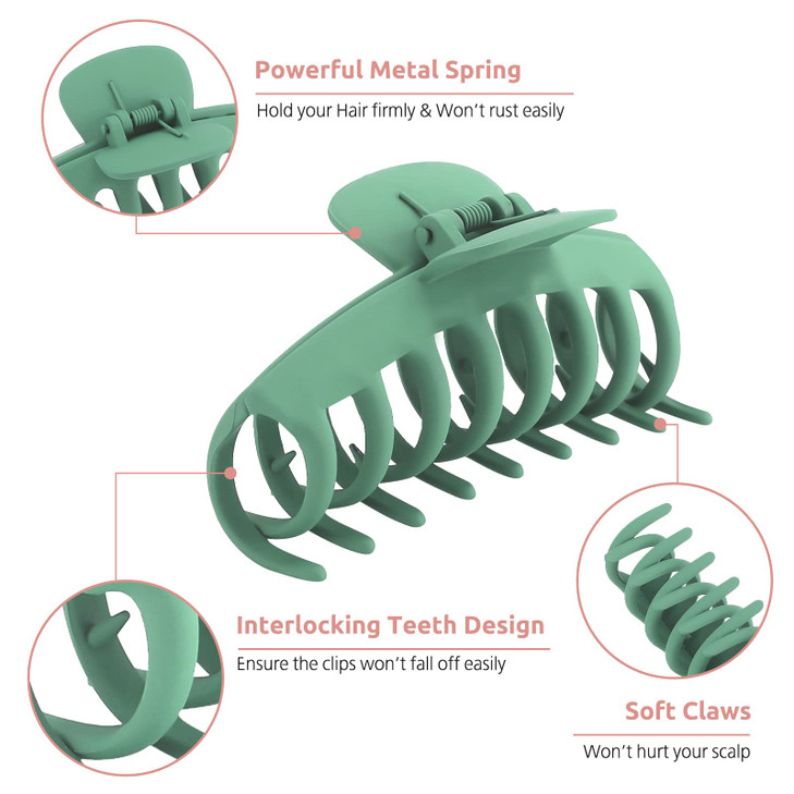 Large Hair Clips Hair Claw for Thick Hair Lolalet 43 Inch Big Nonslip Banana Jaw Clip with 4 Pack 2 Small Square Hair Cl
