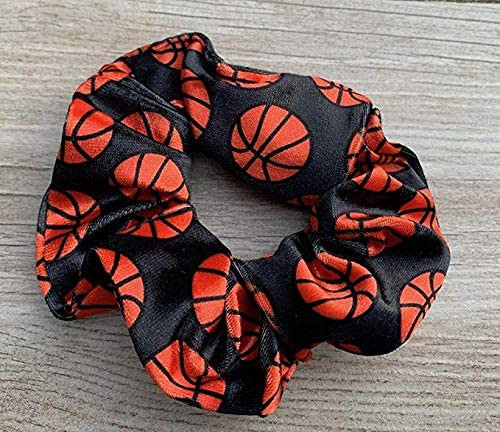 Basketball Hair Accessories Basketball Scrunchies 2pcs NoCrease Tangle Premium Velvet Hair Accessories For All Hair Type