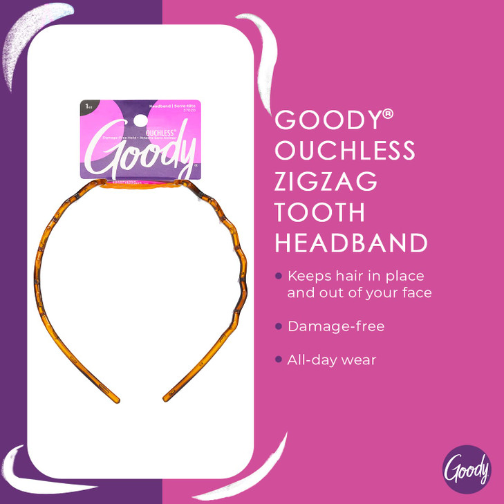 Goody Ouchless Headband For All Hair Types - Zigzag Tooth - Comfort Fit for All-Day Wear - Beautiful Design for Instant Style - Pain-Free Hair Access online at globaldelivered