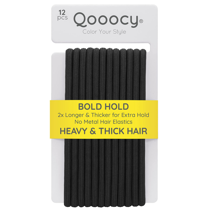 Qooocy Extra Long Hair Tie for Thick and Curly Hair Elastic Ponytail Holders for Women or Men No Metal Bands LongLasting