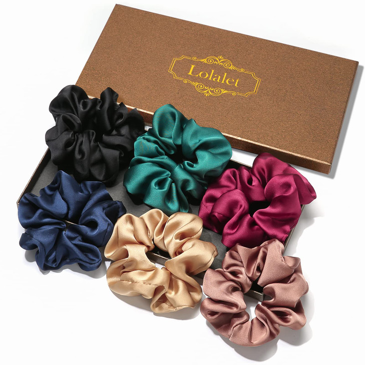 Lolalet Scrunchies for Women Satin Hair Scrunchies Softer Than Silk Hair Ties for Hair Sleep Big Scrunchy Ponytail Holde