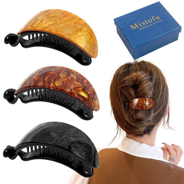 Mistofu Womens French Curved Hair Clip No Slip Strong Grip Comfortable Hold Womens Beauty Accessory Fashion Claw flat ha