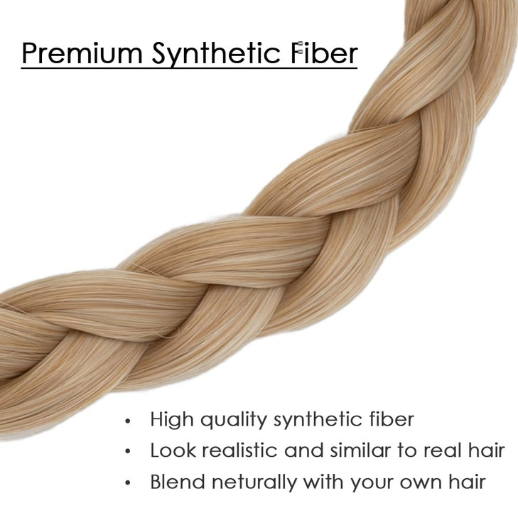 Hairro Braided Hairband Plaited Headband with Synthetic Hair Elastic Stretch 3 Strands For Women Girls 27g 26613 Blonde