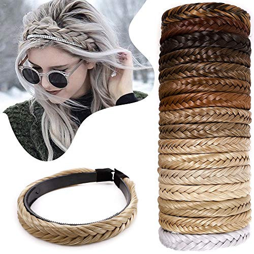 Hairro Braided Headband With Teeth Braids Hair Hoop Fishtail Braids Hairband With Tooth Synthetic Fish Tail Hair Band Fo