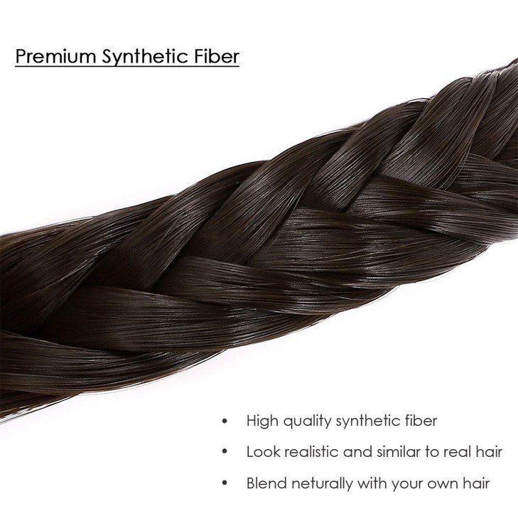 Hairro Braided Headband with Teeth Fishtail Braids Hairband Hair Hoop Plaited Hairband with Comb Synthetic Hairpiece for