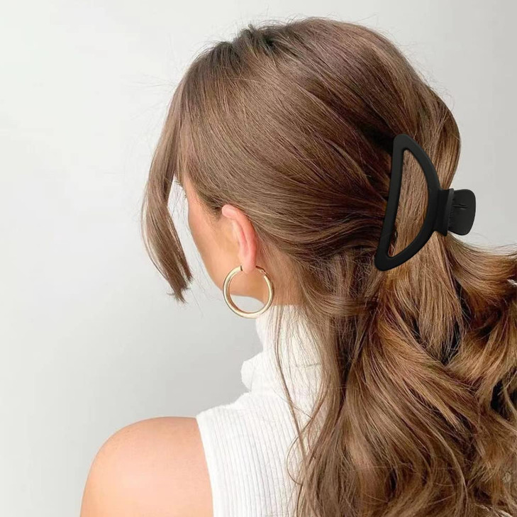 Canitor Hair Clips Set 4Pcs Black Acrylic Semicircle Claw Clips for Thick Thin Hair Womens Hair Accessories