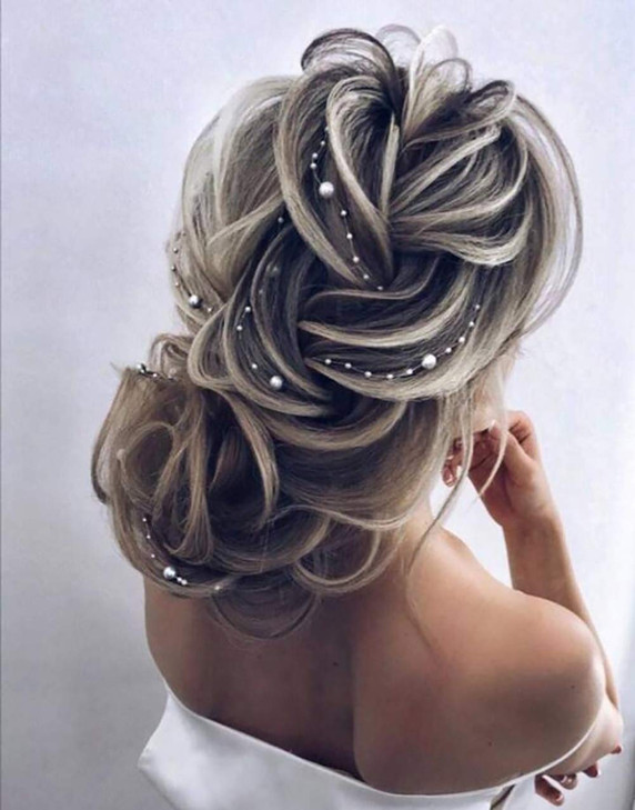 Chargances Bridal Hair Vine Pearl Headpiece Set of 2 for Women Wedding and Weeding Hair Accessories Rose Gold 2362 Inche