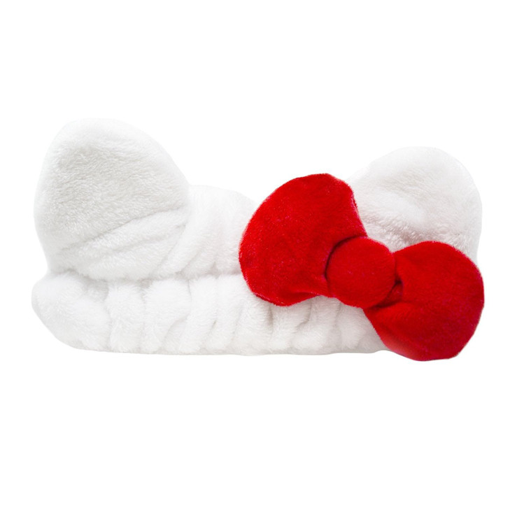 The Crme Shop Hello Kitty x Plush Spa Headband with Hello Kittys Signature Bow Face Wash Hair Band For Women