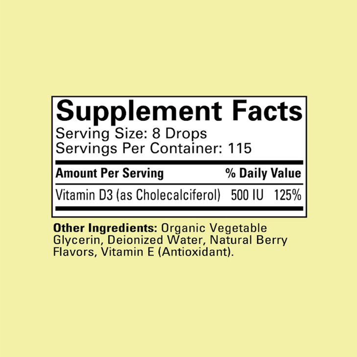 CHILDLIFE ESSENTIALS Vitamin D3 Drops for Kids, Children, & Toddlers - Liquid Vitamin D Drops, 500 IU per Drop, Immune & Bone Health Support, Natural