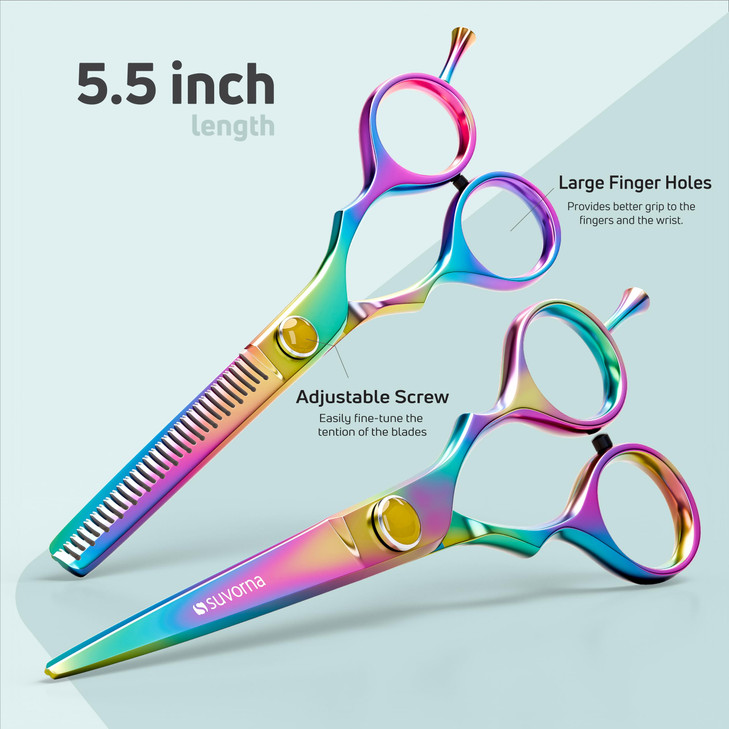 Suvorna 55 Hair Cutting Scissors Professional with Thinning Shears RightHand Professional Hair Scissors Barber Shears ha
