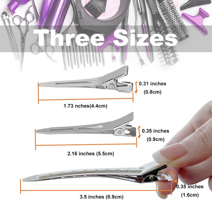 TseroFay 42Pcs Styling Hair Clips Set Silver Metal Duck Billed Clips for Womens Hairstyling Long Duckbill Pins Alligator