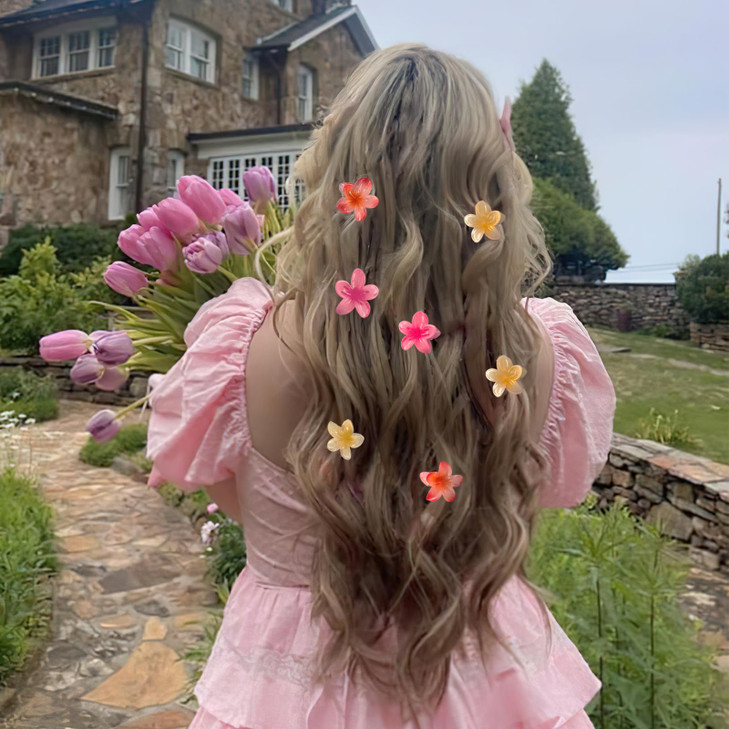 GQLV Small Flower Hair Claw Clips 12PCS 118 Cute Mini Claw Clips for WomenGirls ThickThin Hair Hawaiian Hair Decorations