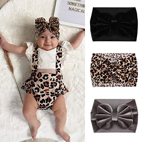 YanJie Leopard Baby Girl Hair Bow Headbands Soft Velvet Baby Bows Newborn Handmade Hair Hairbands Accessories Wide Headw