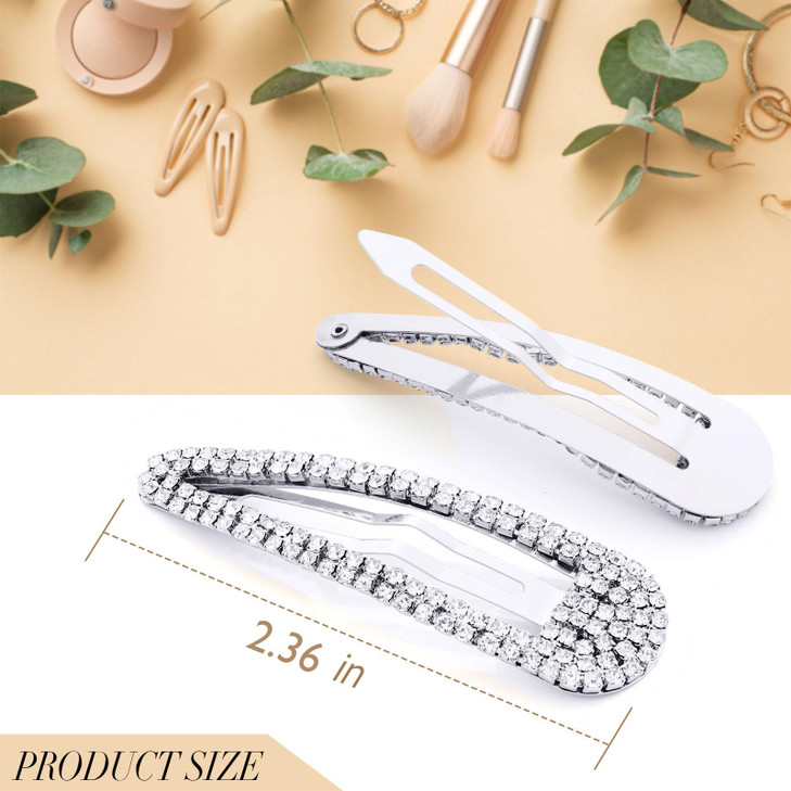 KANPRINCESS Hair Clip 2Pcs 24Inch Rhinestone Silver Hair Barrettes for Women Girls Bridal Wedding Party Prom