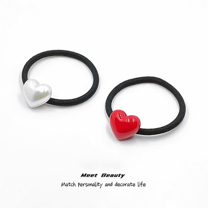 AIUPUOC Valentine Cute Heart Hair Ties Valentines Heart Scrunchies for Women Girls Hair Accessories Elastic Hair Tie Yog