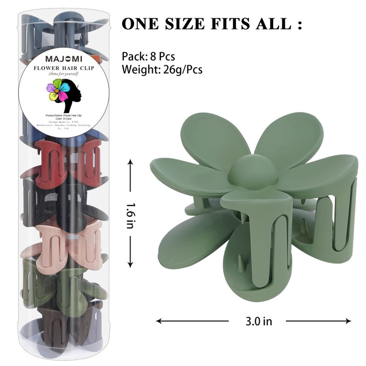 Flower Hair Claw Clips 8PCS Cute Hair Clip Big Daisy Hair Clips Strong Hold Jaw Flower Clip Barrettes Large Hair Clamps