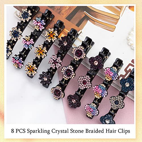 Sparkling Crystal Stone Braided Hair Clover Clips for Thick Thin Hair GirlsWomen Hair Accessories for Styling Sectioning