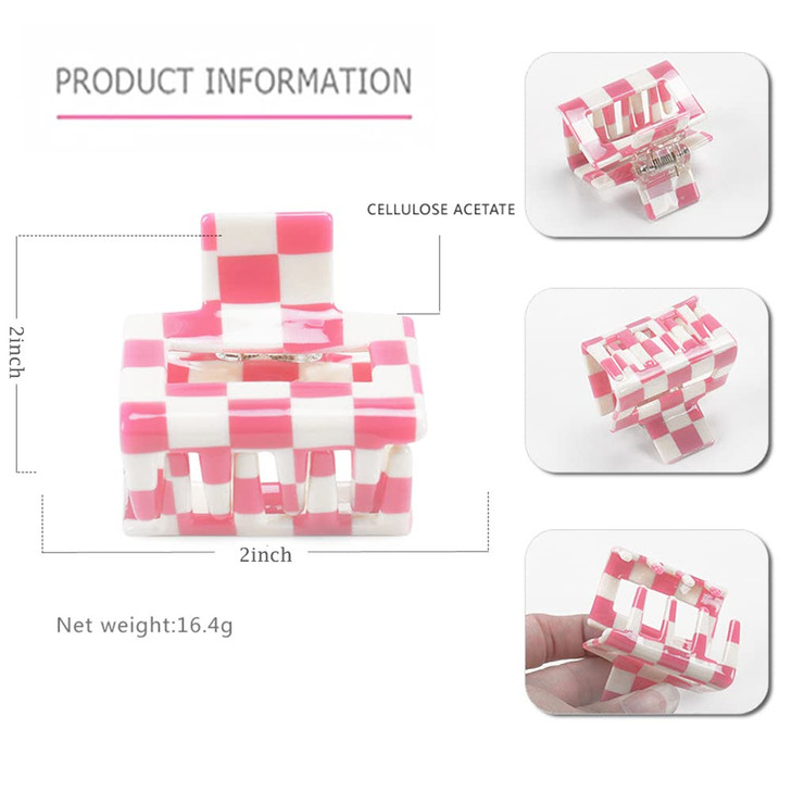 4 Pack Ahoney Checkered Y2K Claw Clips for Thin Hair Cute 2 Aesthetic Barrettes 90s Hair Accessories for Women and Y2K T