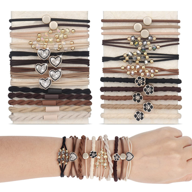 YONOY 25 Pcs Boho Hair Ties for Women 5 Styles Cute Hair Tie Bracelets for Thin Thick HairPony Tails No Damage Elastics