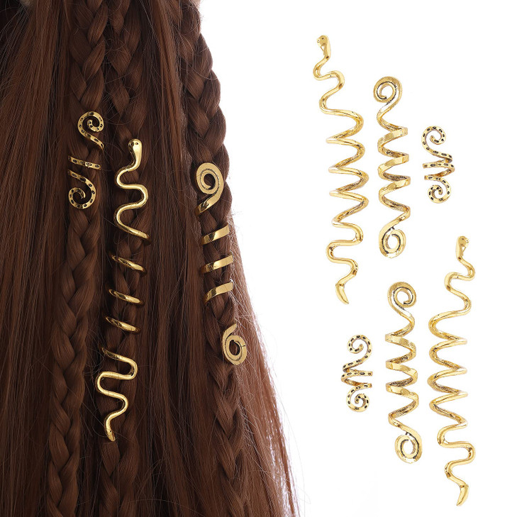 FRDTLUTHW Gold Snake Hair Jewelry for Braids Halloween Hair Decoration Dreadlock Accessories for Womenpack of 6
