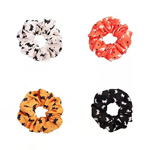 4 Pack Cute Pet Flamingo Cat Scrunchies Chiffon Cartoon Hair Ties and Accessories for Women and Girls