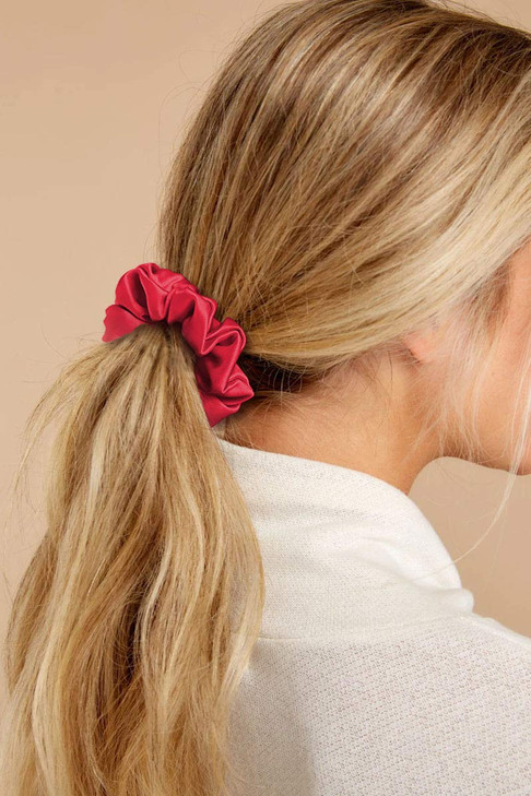 Silk Hair Scrunchies Black Red for Women Girls Curly Thick Hair Big Mulberry Silky Sleep Scrunchy Satin Elastic Hair Tie