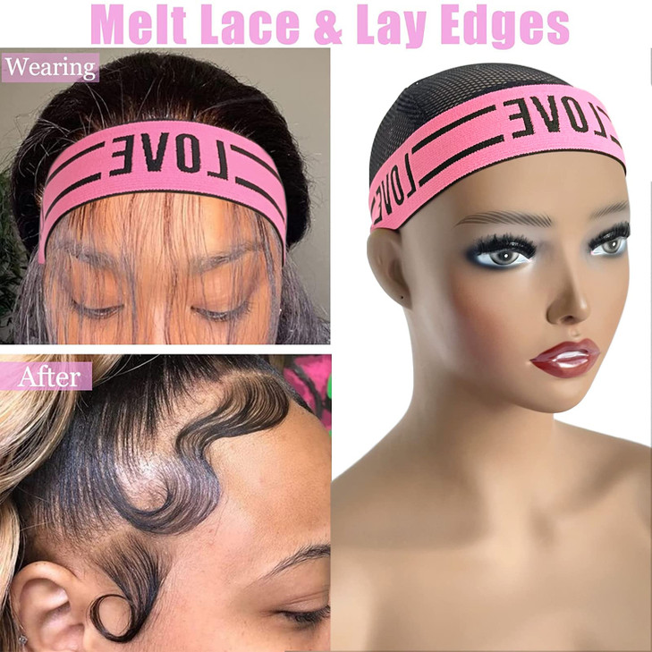 XConstellation Wig Bands For Keeping Wigs In Place Lace Melting Band Elastic Bands for Wig Edges 2 PCS LovePink