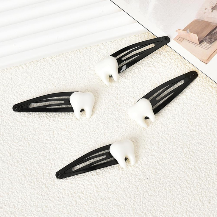 Tooth Shaped Hair Clips Goth Gothic Halloween Hair Accessories for Women Teeth Bone Y2K Snap Clips Barrettes Halloween P