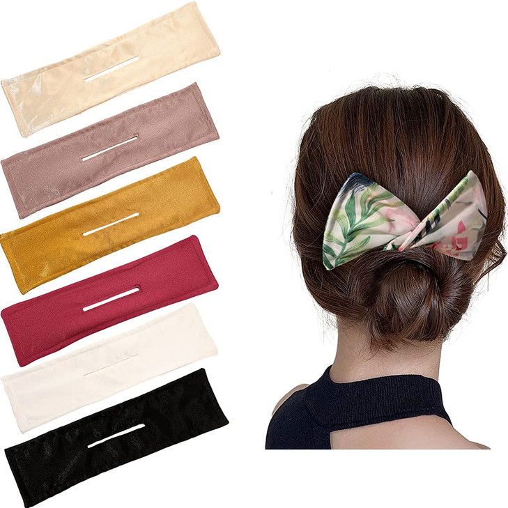 6Pcs Oversized French Twist Hair Bun Maker Reusable Donut Shaper Cloth Clip for Womens Hairstyles Solid A