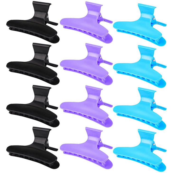 Ondder Hair Clips 12 Pack Butterfly Hair Clips Clamps Claws Pro Salon Hair Clips for Cutting Styling Sectioning Coloring