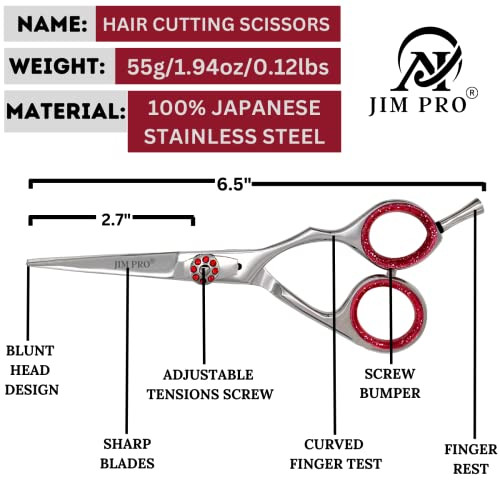 JIM PRO Hair Cutting Scissors Shears Professional Hairdressing Scissors With Adjustable Screw Hair Beard Trimming Shapin