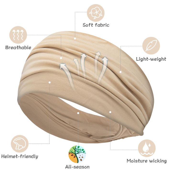 SN Remille Wide Headbands for Women Large Hairband Elastic NonSlip Headband Twist Knotted Accessories Yoga Workout Vinta