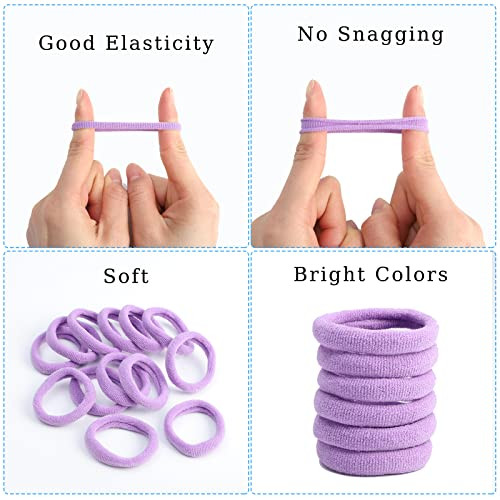 200Pcs Baby Hair Ties Soft Cotton Toddler Hair Ties 1 Inch Multicolor Seamless Hair Bands Valentines Exchange for Kids