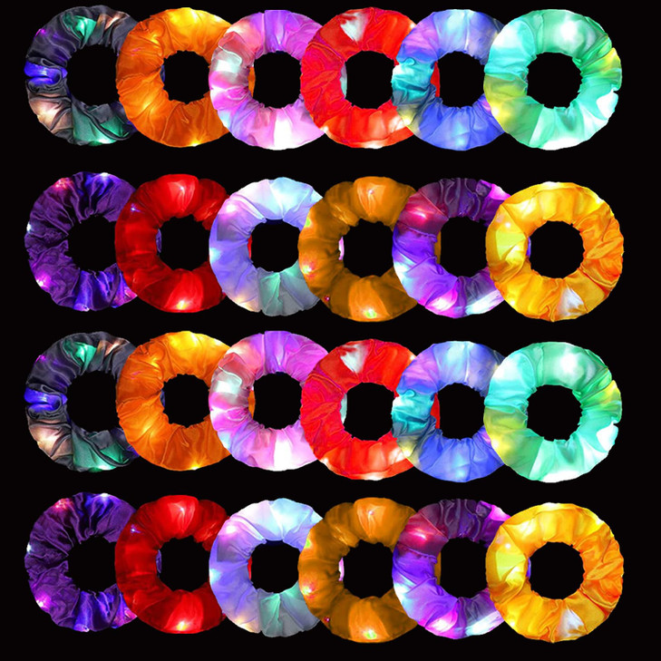 24 Pcs Light Up Scrunchies LED Scrunchies Hair Bands Elastic Glow in the Dark Srunchies Rave Accessories for Women Birth