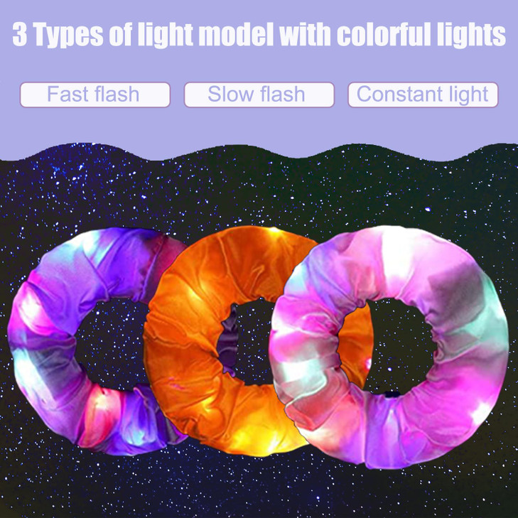 24 Pcs Light Up Scrunchies LED Scrunchies Hair Bands Elastic Glow in the Dark Srunchies Rave Accessories for Women Birth