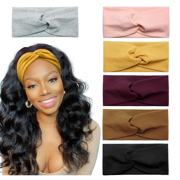 Huachi Turban Headbands for Women Trendy Wide Women Head Bands Fall Fashion Must Haves Thick Boho Stretchy Hair Bands No