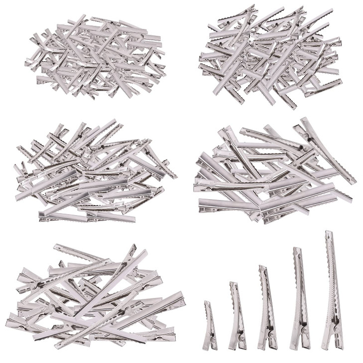 Mardatt 270Pcs 5 Sizes Alligator Hair Clips Bulk Silver Single Prong Hair Clips For Bows Making Hair Pins For Sectioning