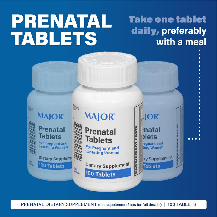 MAJOR Prenatal Tablets for Pregnant and Lactating Women - Dietary Supplement - 100 Count