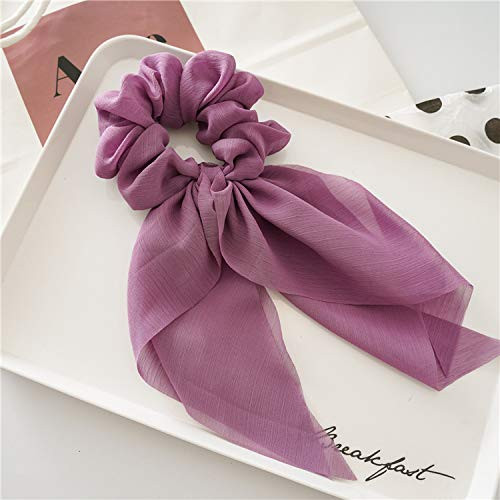 Elegant Scrunchies and Hair Ribbons for Women Girls 8 Pcs Double Layer Hair Bows with Cute Bunny Ears 6 Colors
