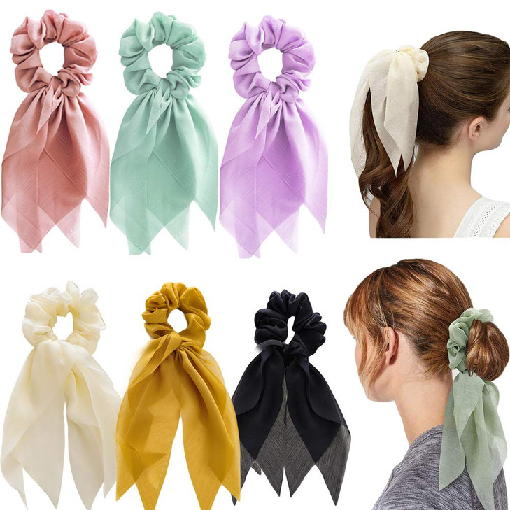 Elegant Hair Accessories for Women Girls Versatile Scrunchies Bundle 8 Pcs Double Layer Hair Ties with Bunny Ear Design
