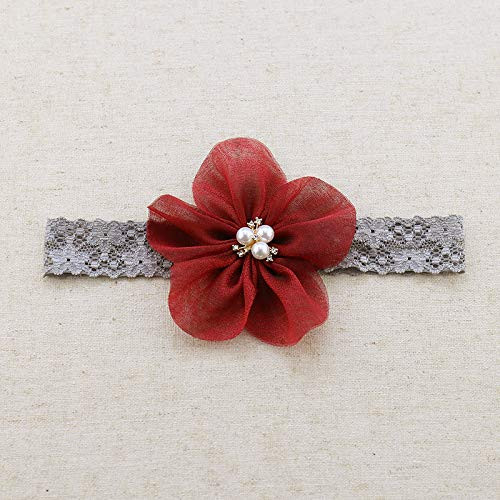 Kercisbeauty Baby Girls Flower Bows Headband Lace Headwear for Toddler Babies Elastic Adjustable Head piece Wreath Hallo
