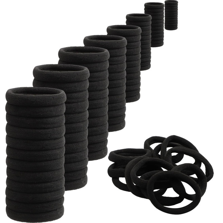 Antye Hair Tie 100Pcs Black Onyx Soft Cotton Seamless Hair Elastic for Thick or Thin Hair No Snag Dent or Breakage Baseb