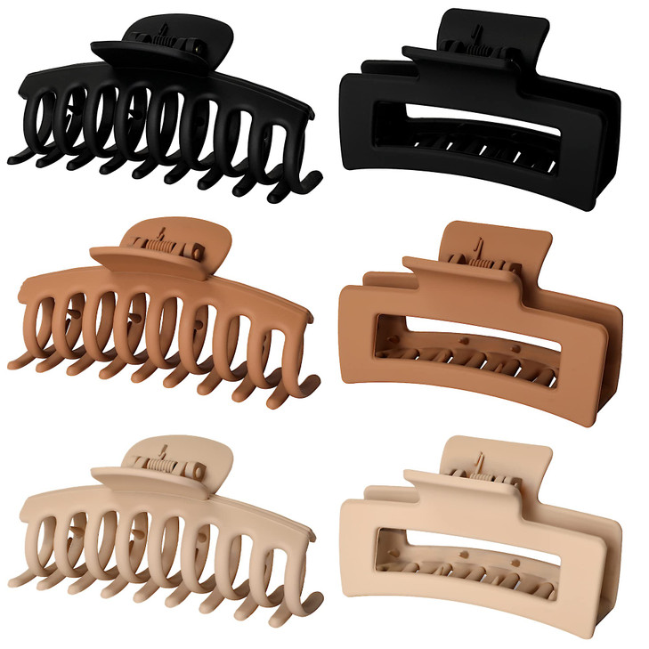 Vsiopy 6pcs Medium Large Matte Square Claw Hair Clips for Women Versatile Styling for Thick Thin Hair